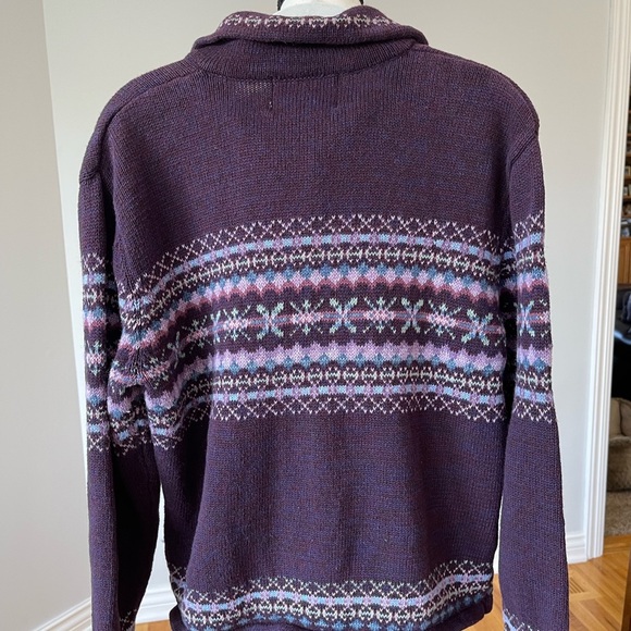 Tiara size large zip front cardigan plum fair isle layer career work fall winter - Picture 16 of 16